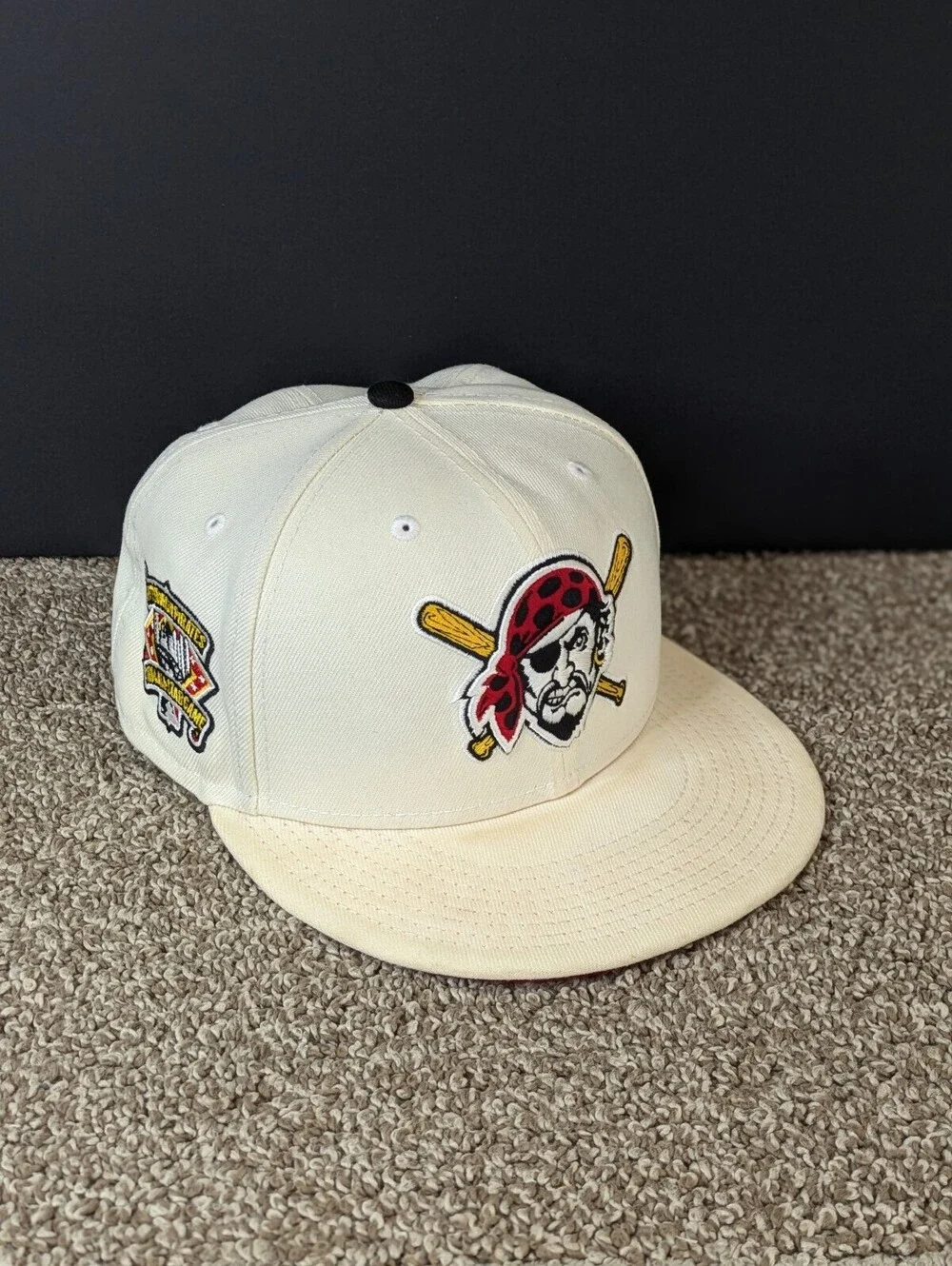 New Era 59FIFTY Pittsburgh Pirates Cooperstown Off White Fitted Hat Size 7